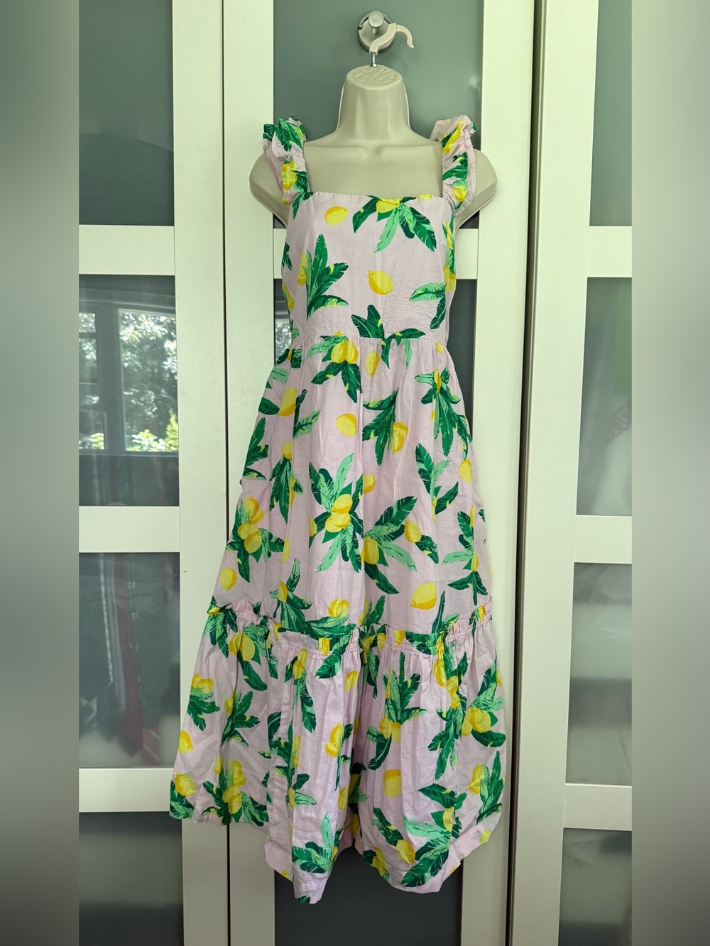 J. Crew Lemon Print Ruffled Strap Midi Dress 12